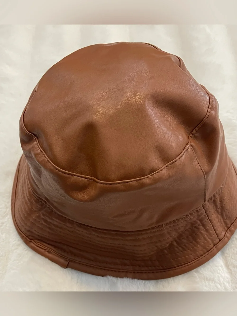 Steve Madden Bucket Hat OS Reversible Plaid camel leather Modern Streetwear
